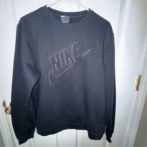 Nike Club Fleece Crewneck Sweatshirt Men's‎ Size L Black Embroidered Logo